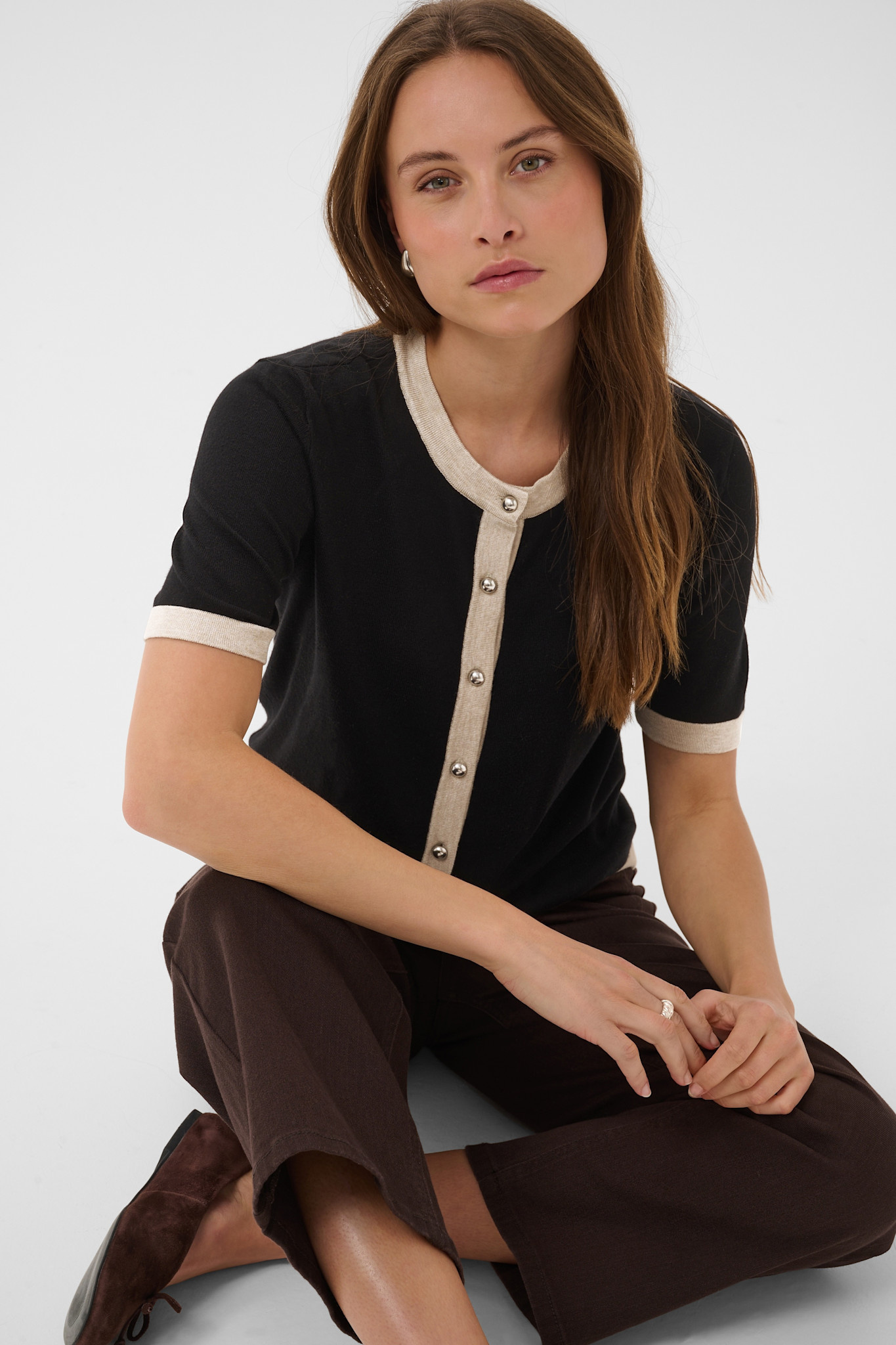 Kalizza Cardigan (Black Deep/Coffee Bean)