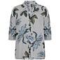 Navy Woven Blouse Striped Flowers