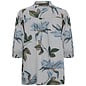 Navy Woven Blouse Striped Flowers