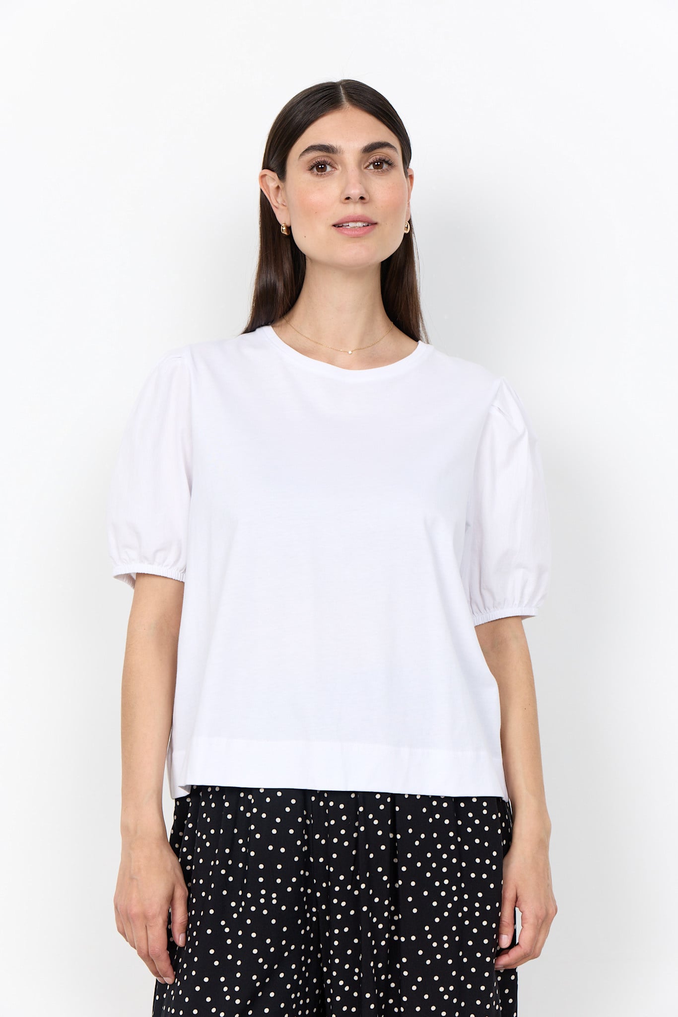 White Knitted Top Puffy Sleeves