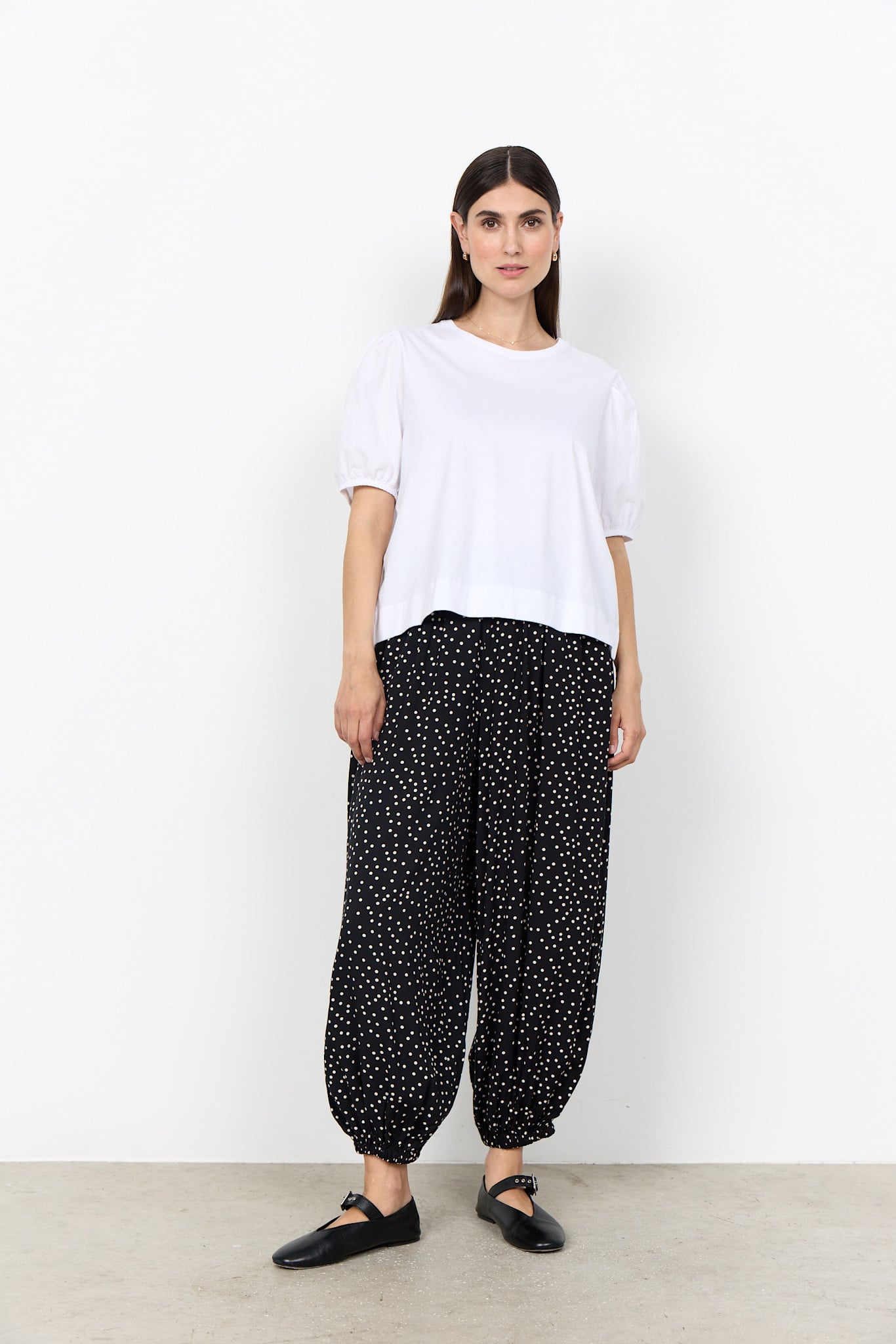White Knitted Top Puffy Sleeves