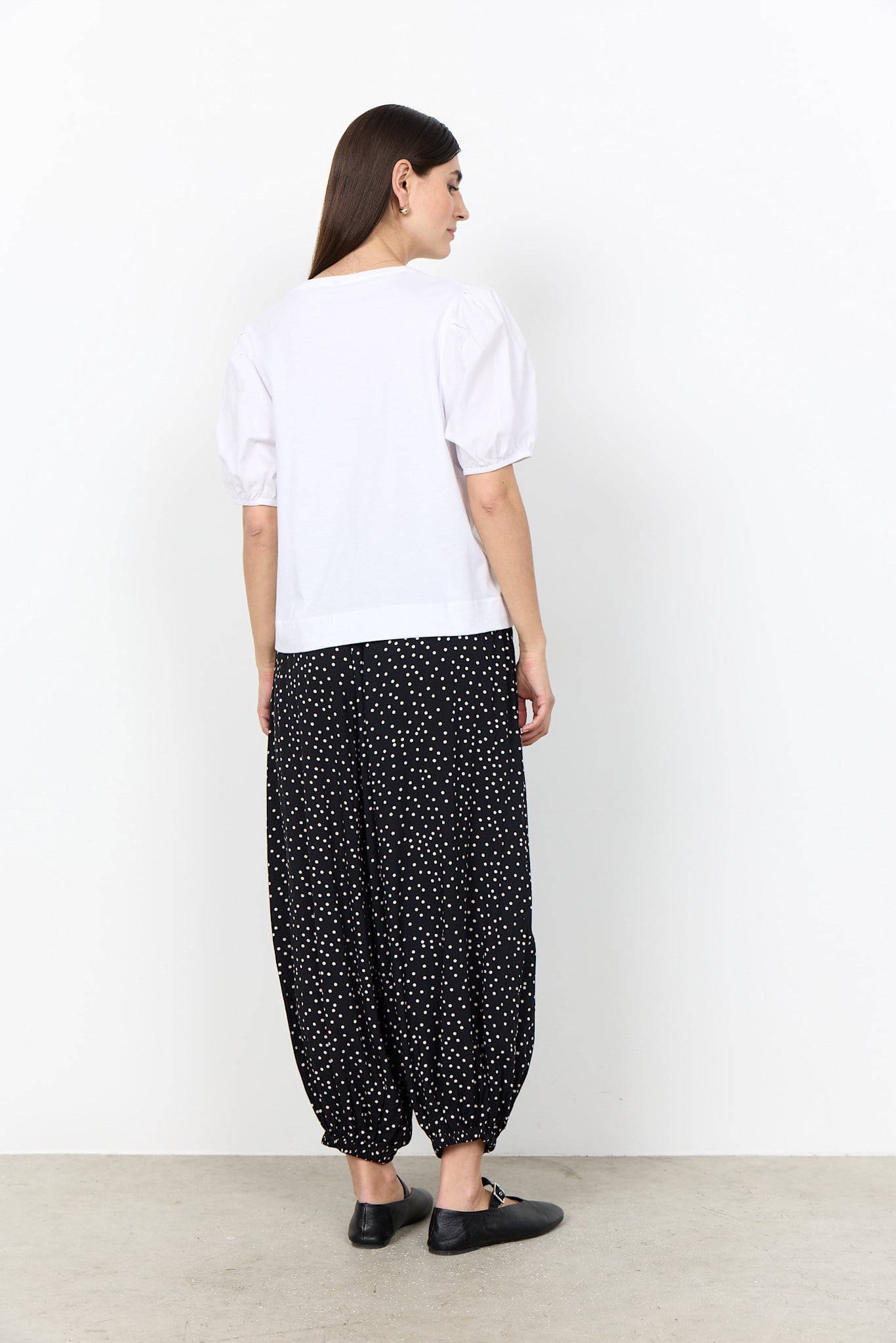 White Knitted Top Puffy Sleeves