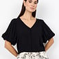 Black V-Neck Woven Blouse