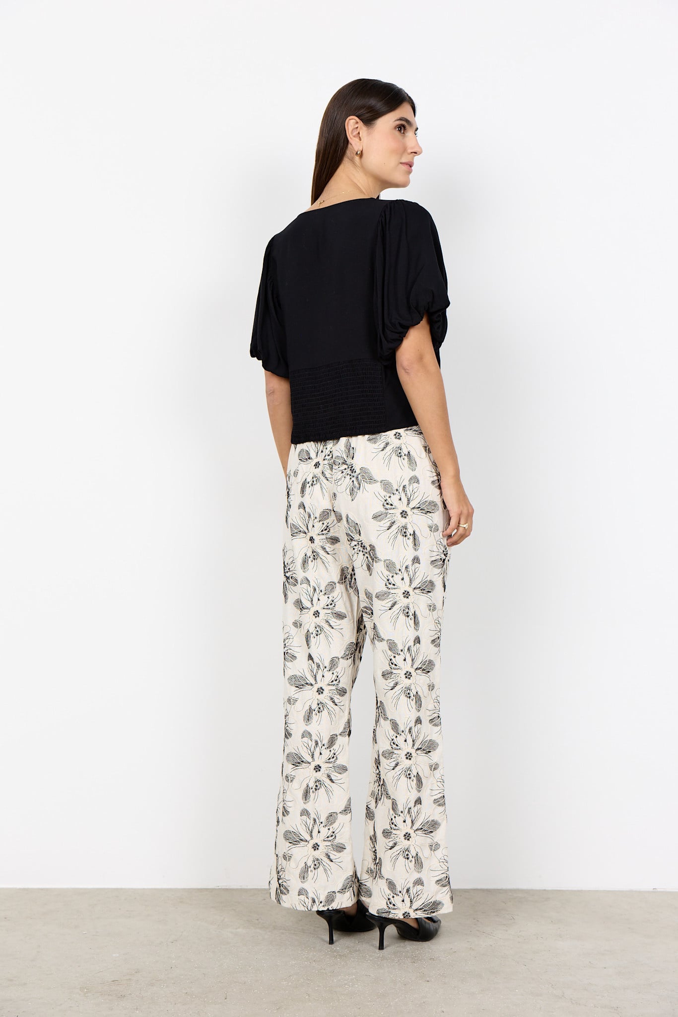 Black V-Neck Woven Blouse