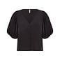 Black V-Neck Woven Blouse