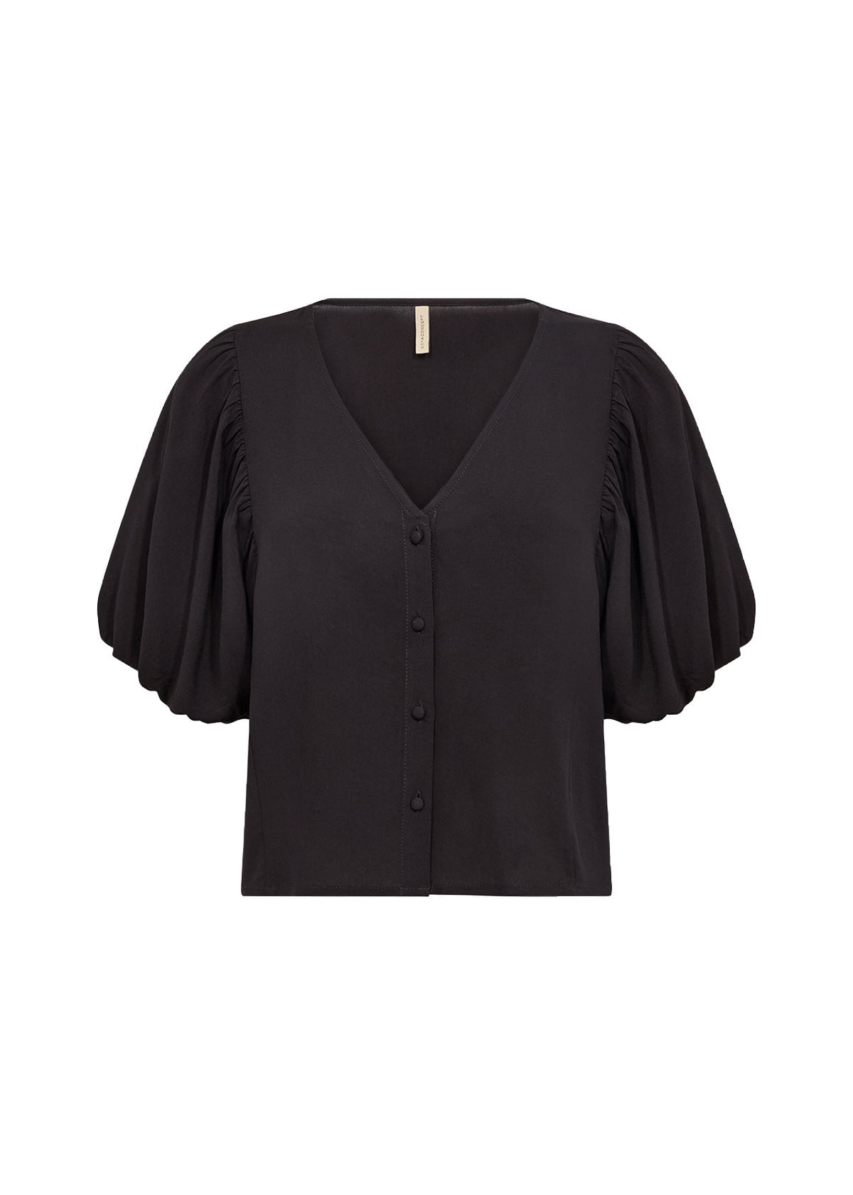 Black V-Neck Woven Blouse
