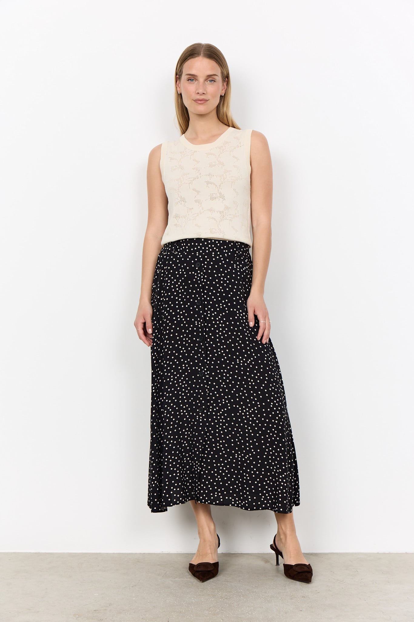 Woven Skirt Black Pokadots
