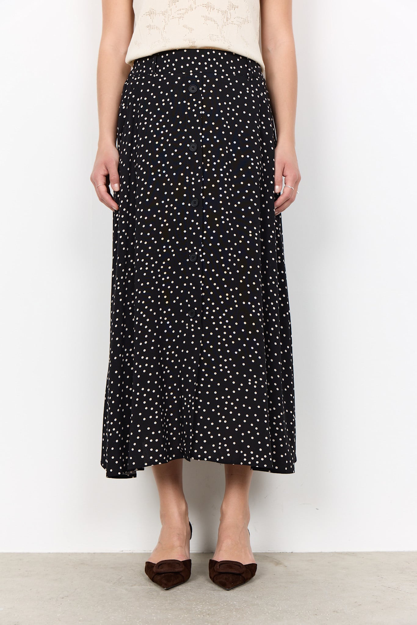 Woven Skirt Black Pokadots