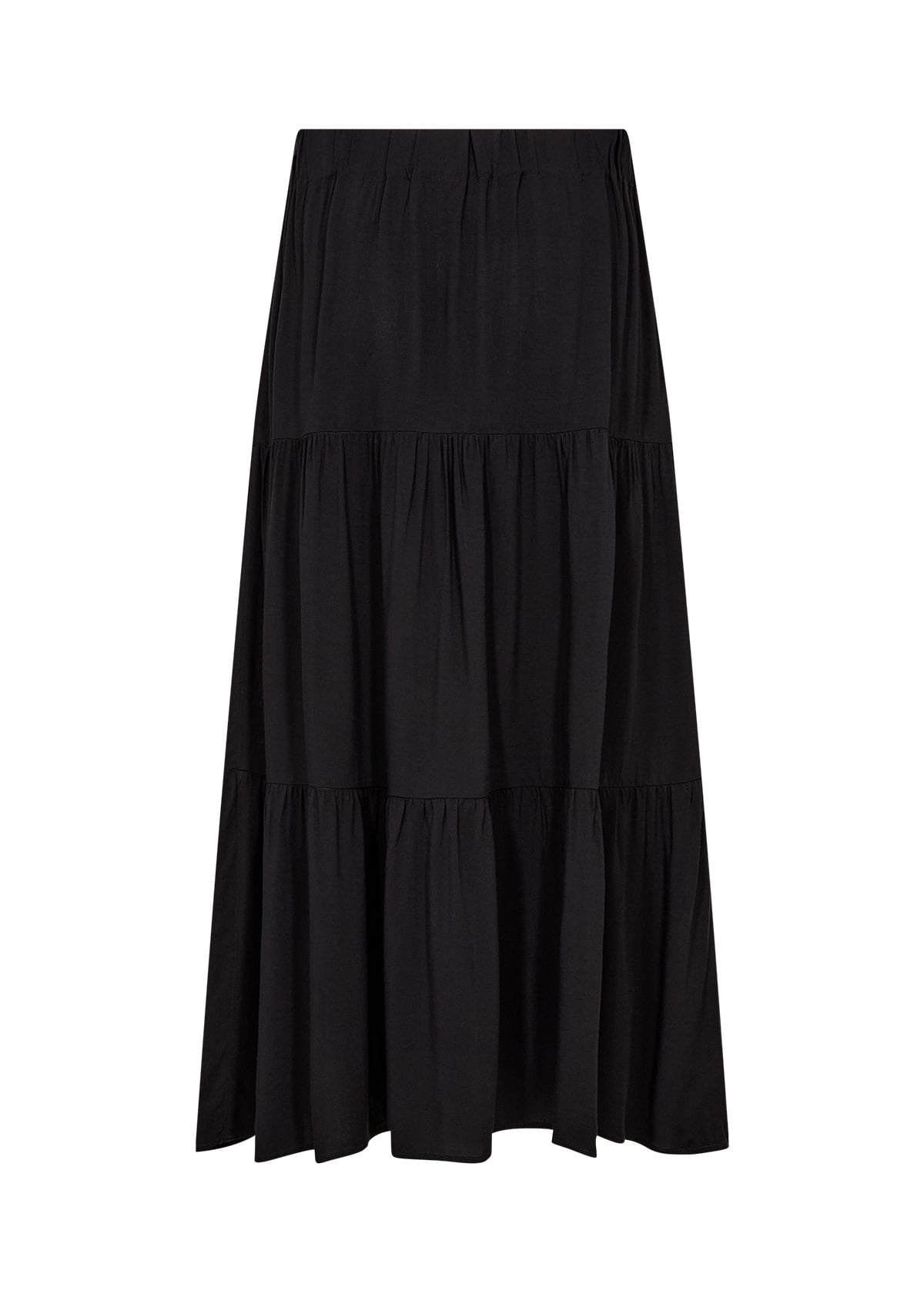 Black Woven Maxi Skirt Ruffles