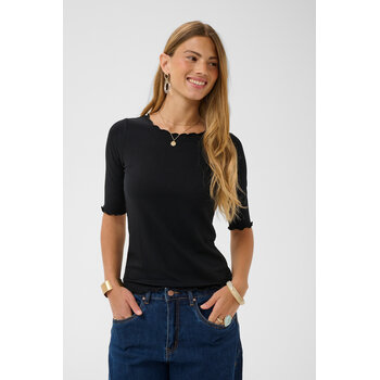 CRRibba s/s Blouse Pitch Black