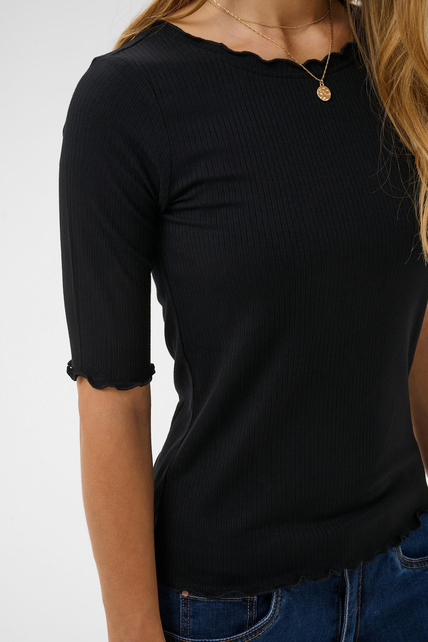 CRRibba s/s Blouse Pitch Black