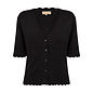 Black Knitted Sweater V-Neck Ruffle Details