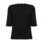 Black Knitted Sweater V-Neck Ruffle Details