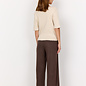Knitted Sweater V-Neck Cream Melange Ruffle Details