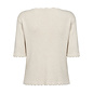 Knitted Sweater V-Neck Cream Melange Ruffle Details