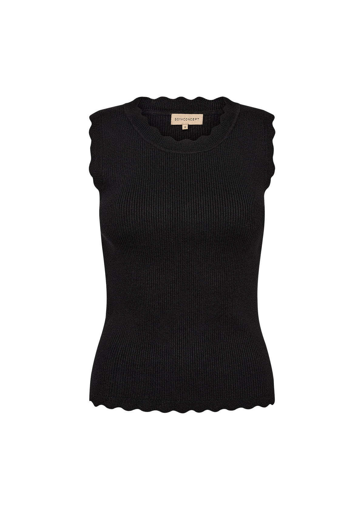 Knitted Sweater No Sleeve Ruffle Detail (Black/Blue)