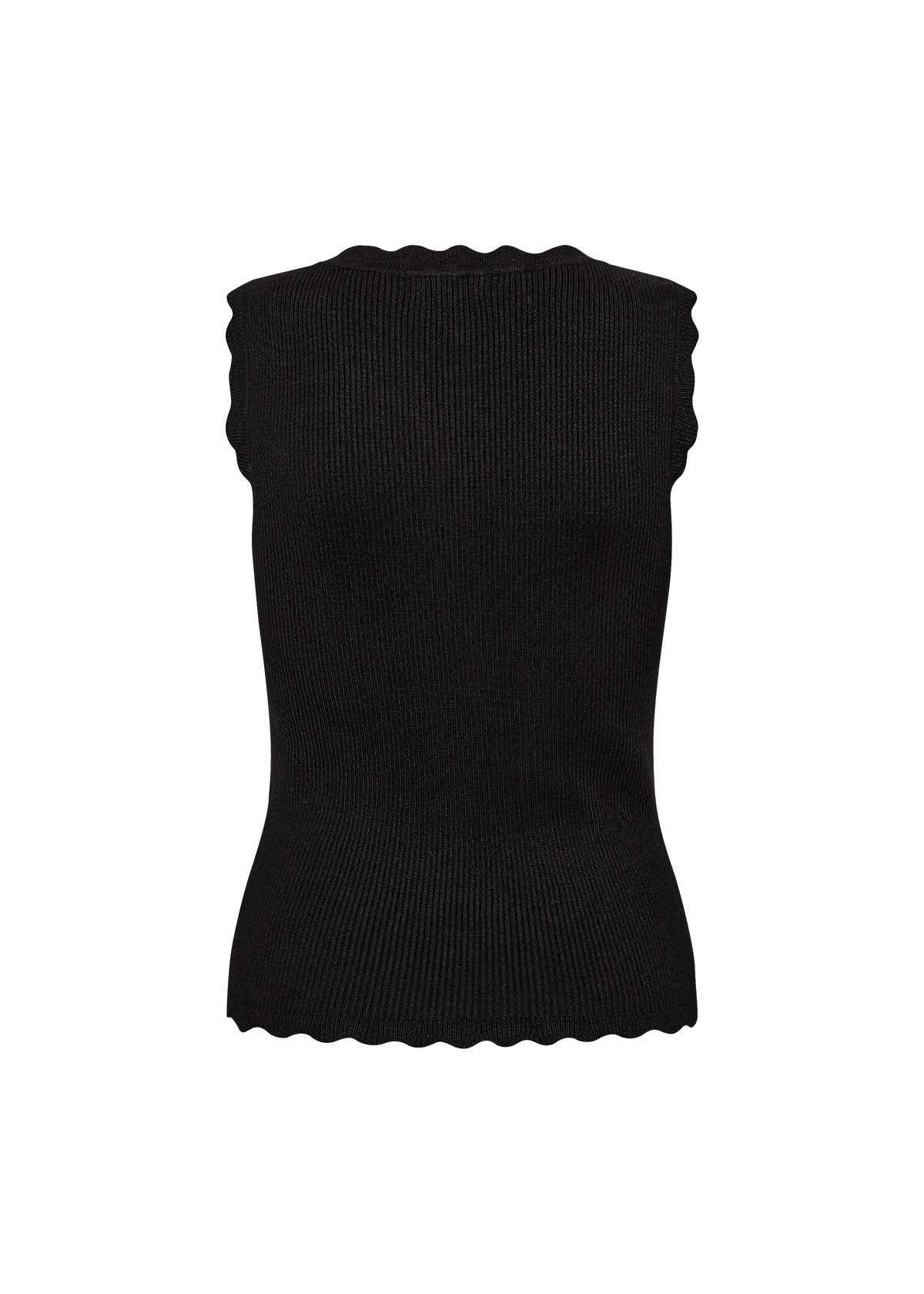 Knitted Sweater No Sleeve Ruffle Detail (Black/Blue)