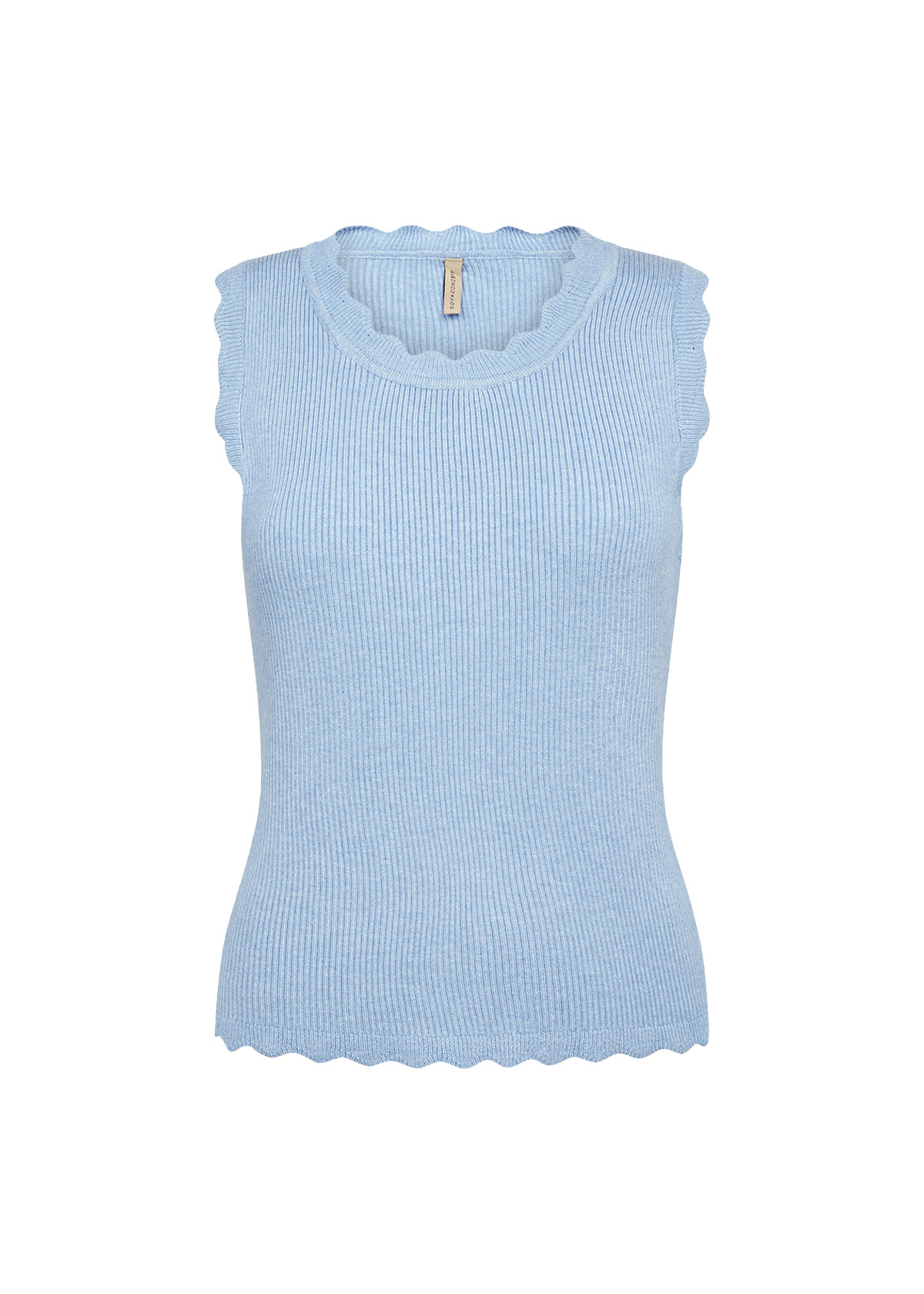 Knitted Sweater No Sleeve Ruffle Detail (Black/Blue)