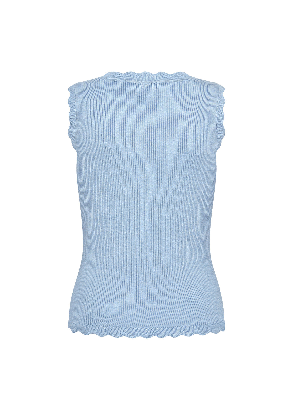 Knitted Sweater No Sleeve Ruffle Detail (Black/Blue)