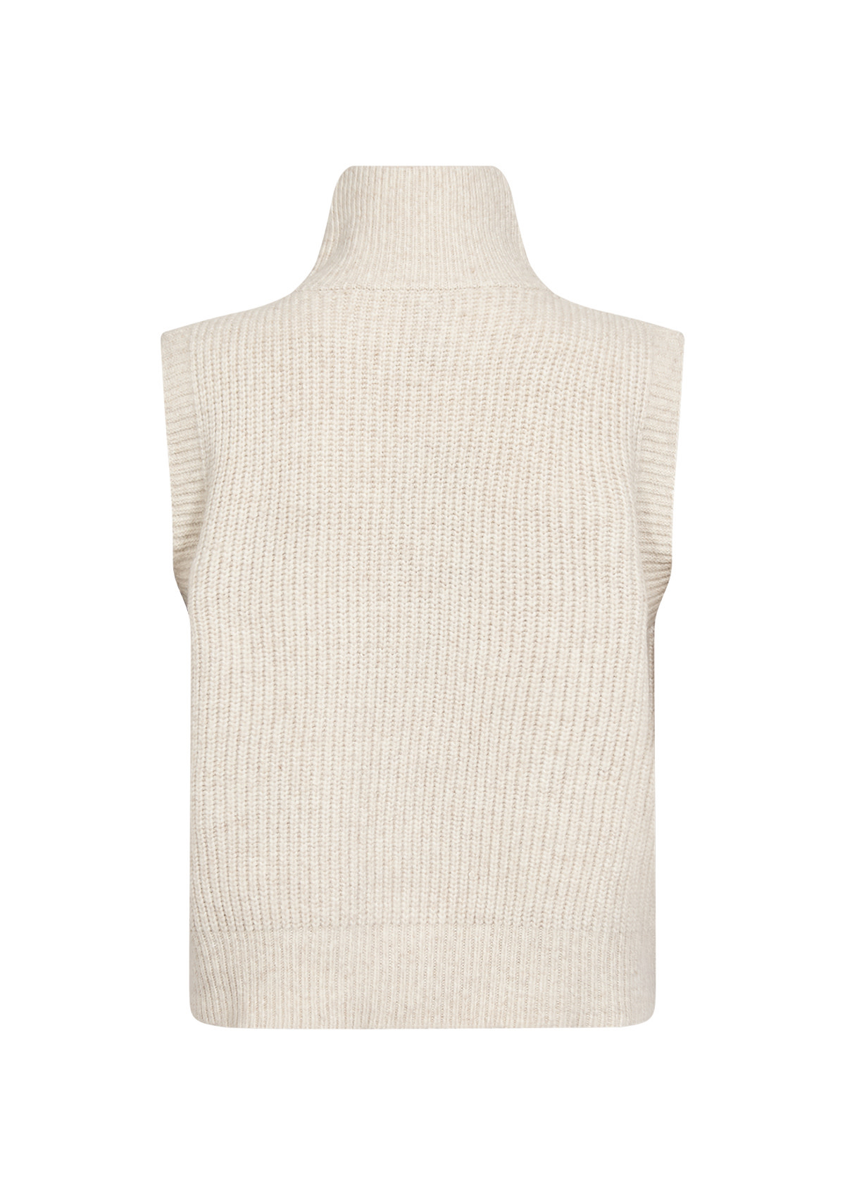 Cream Melange Knitted No Sleeve Cardigan
