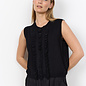 Knitted Sweater No Sleeve Ruffle Black
