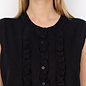 Knitted Sweater No Sleeve Ruffle Black