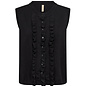 Knitted Sweater No Sleeve Ruffle Black