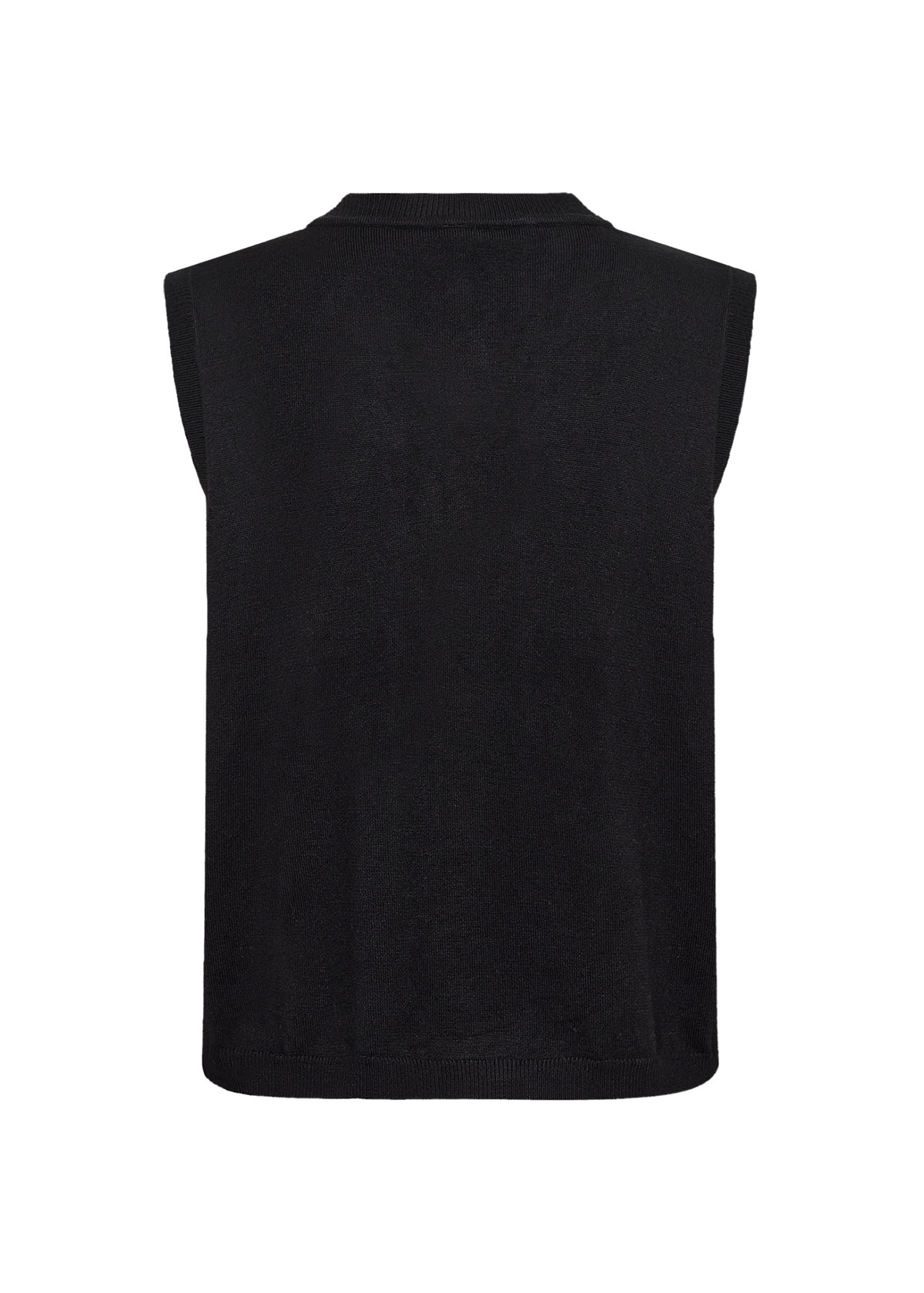 Knitted Sweater No Sleeve Ruffle Black