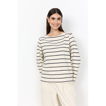 Cream Combi Knitted Top Striped