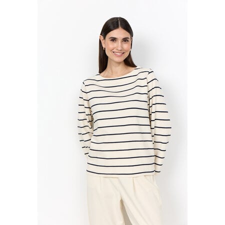 Cream Combi Knitted Top Striped