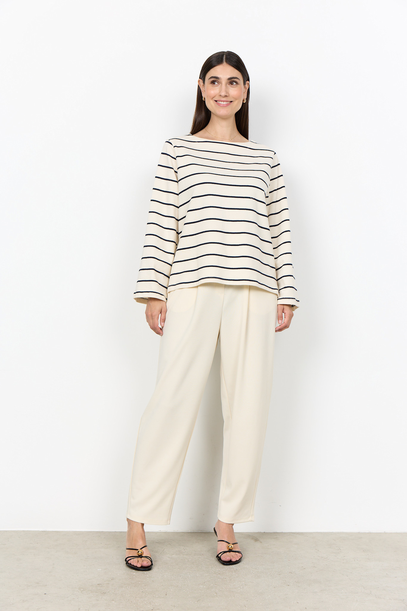 Cream Combi Knitted Top Striped