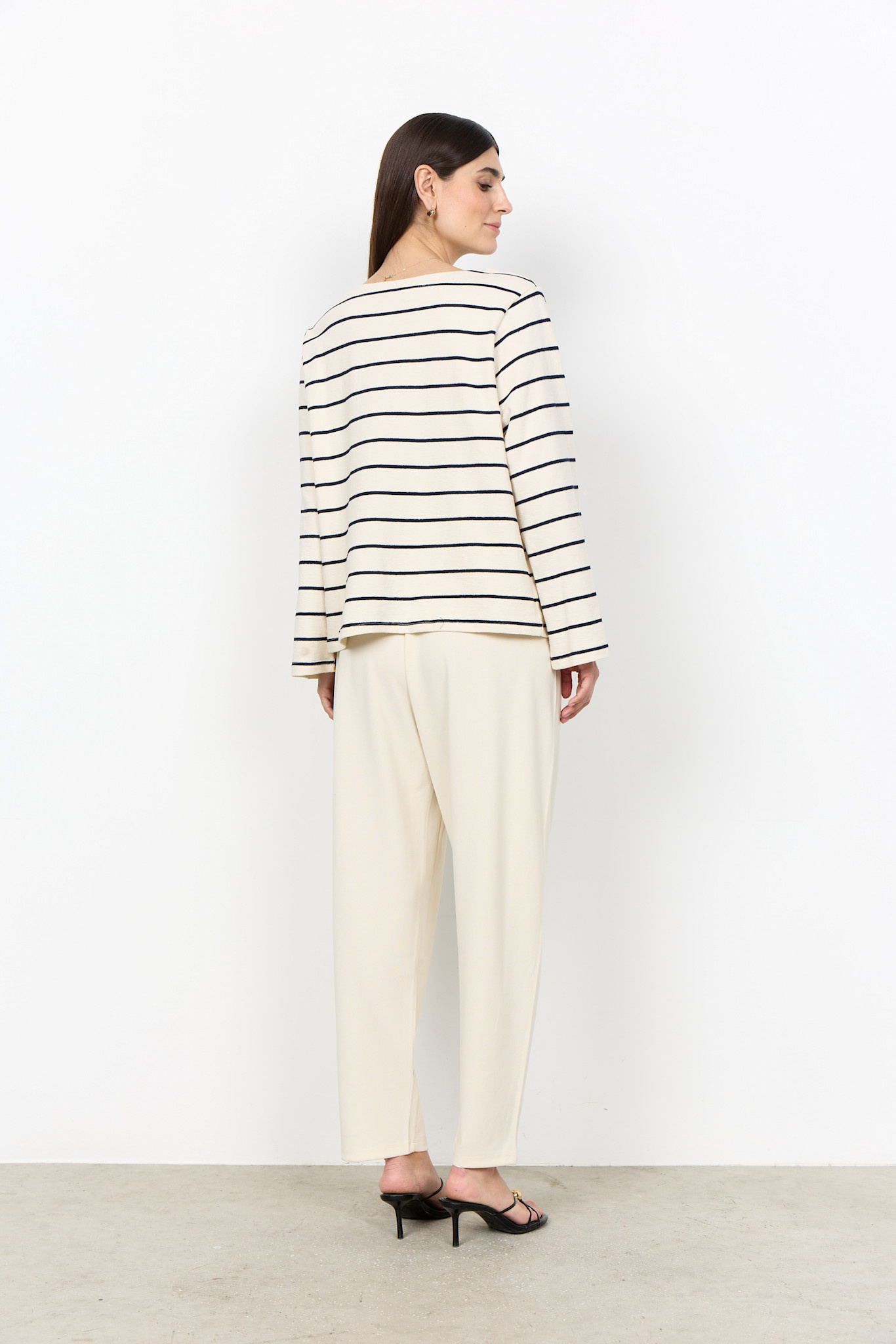 Cream Combi Knitted Top Striped