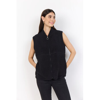Black Knitted Vest Fluffy