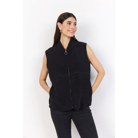 Black Knitted Vest Fluffy