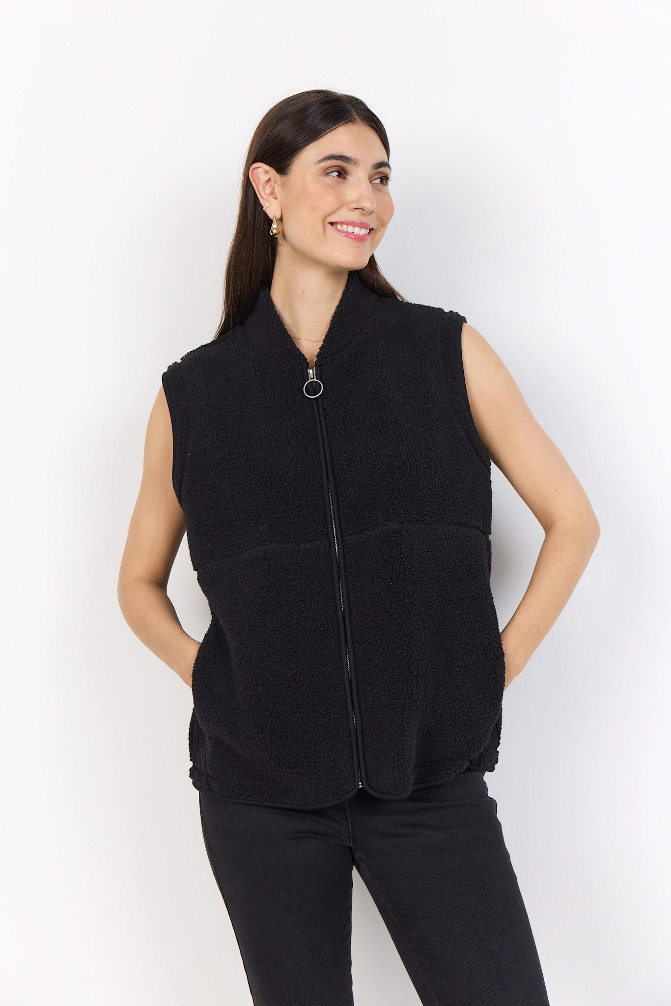 Black Knitted Vest Fluffy
