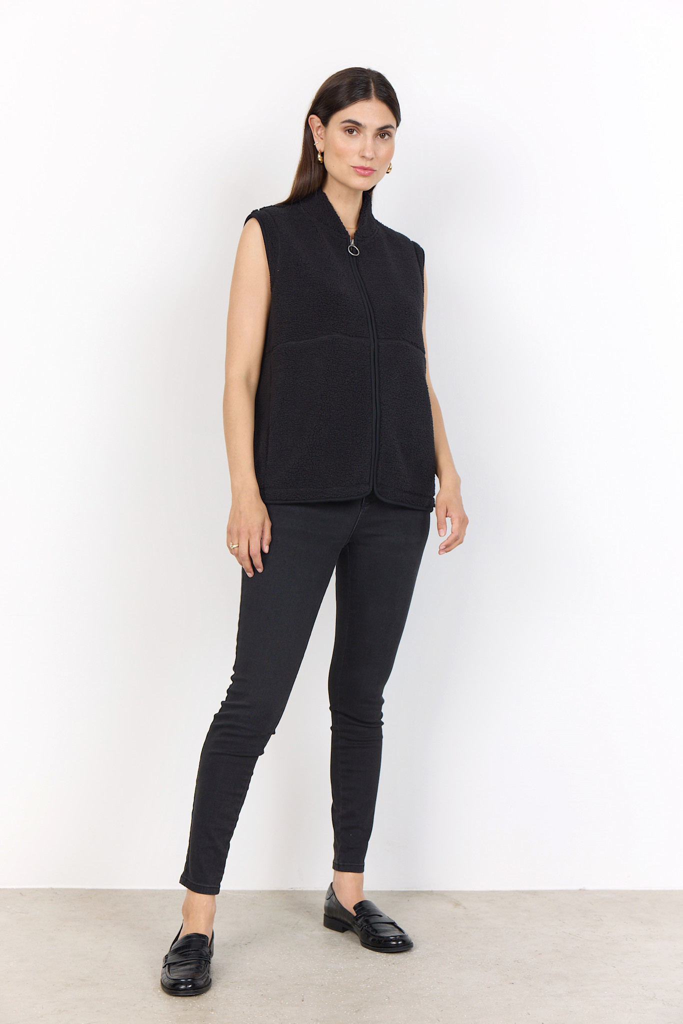Black Knitted Vest Fluffy