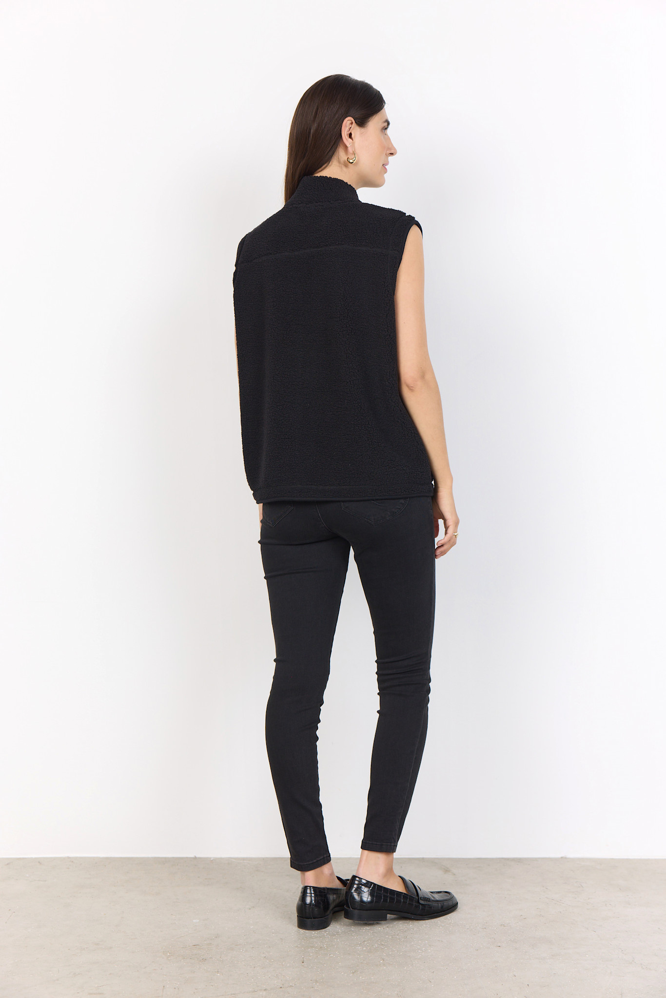 Black Knitted Vest Fluffy