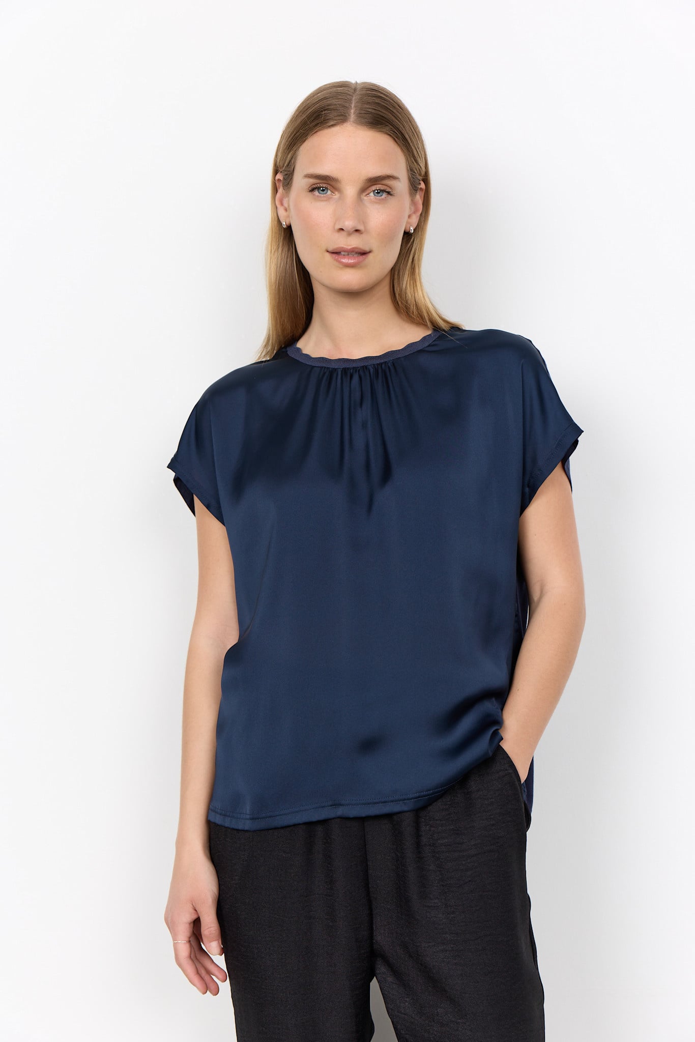Navy Satin Tshirt