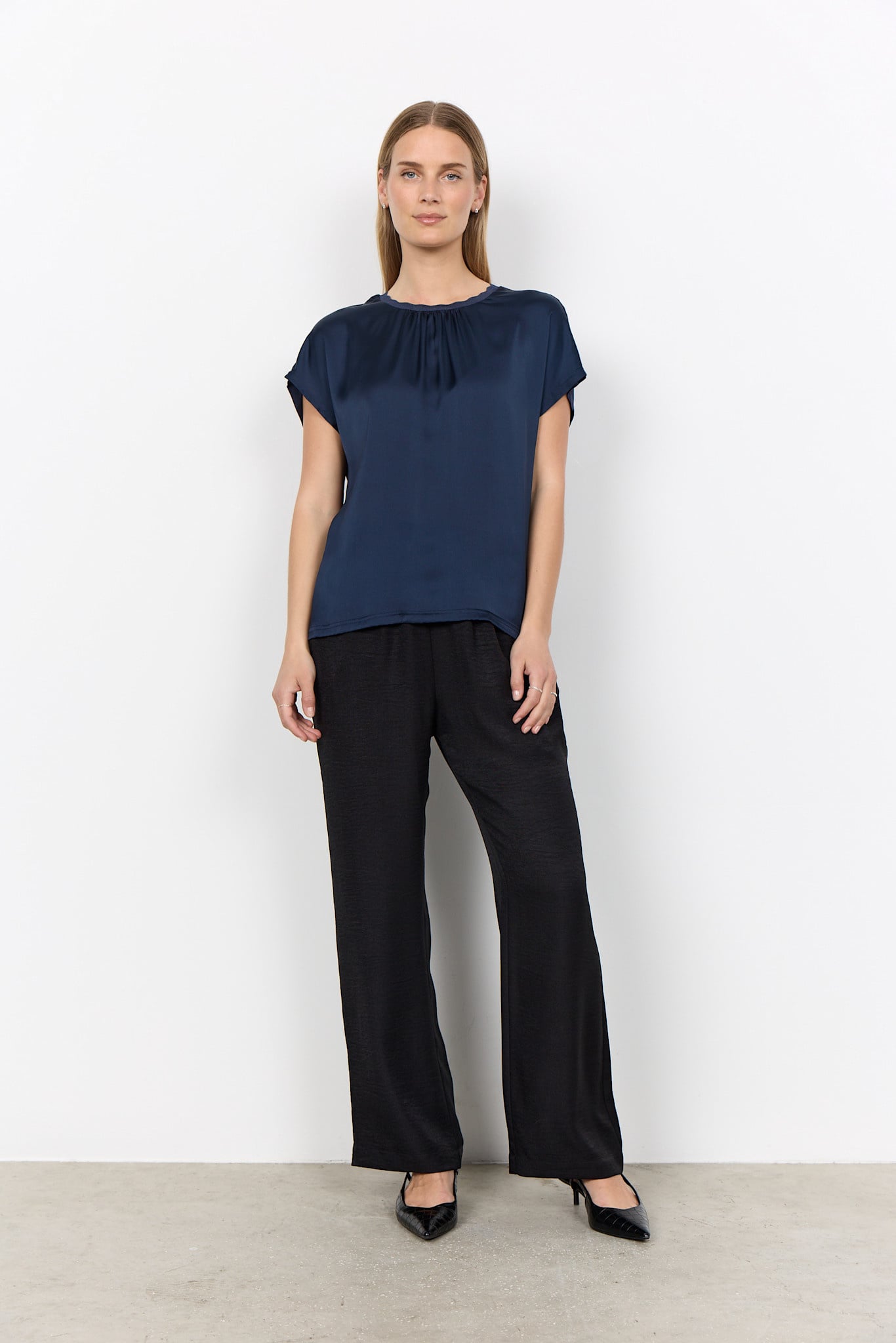 Navy Satin Tshirt