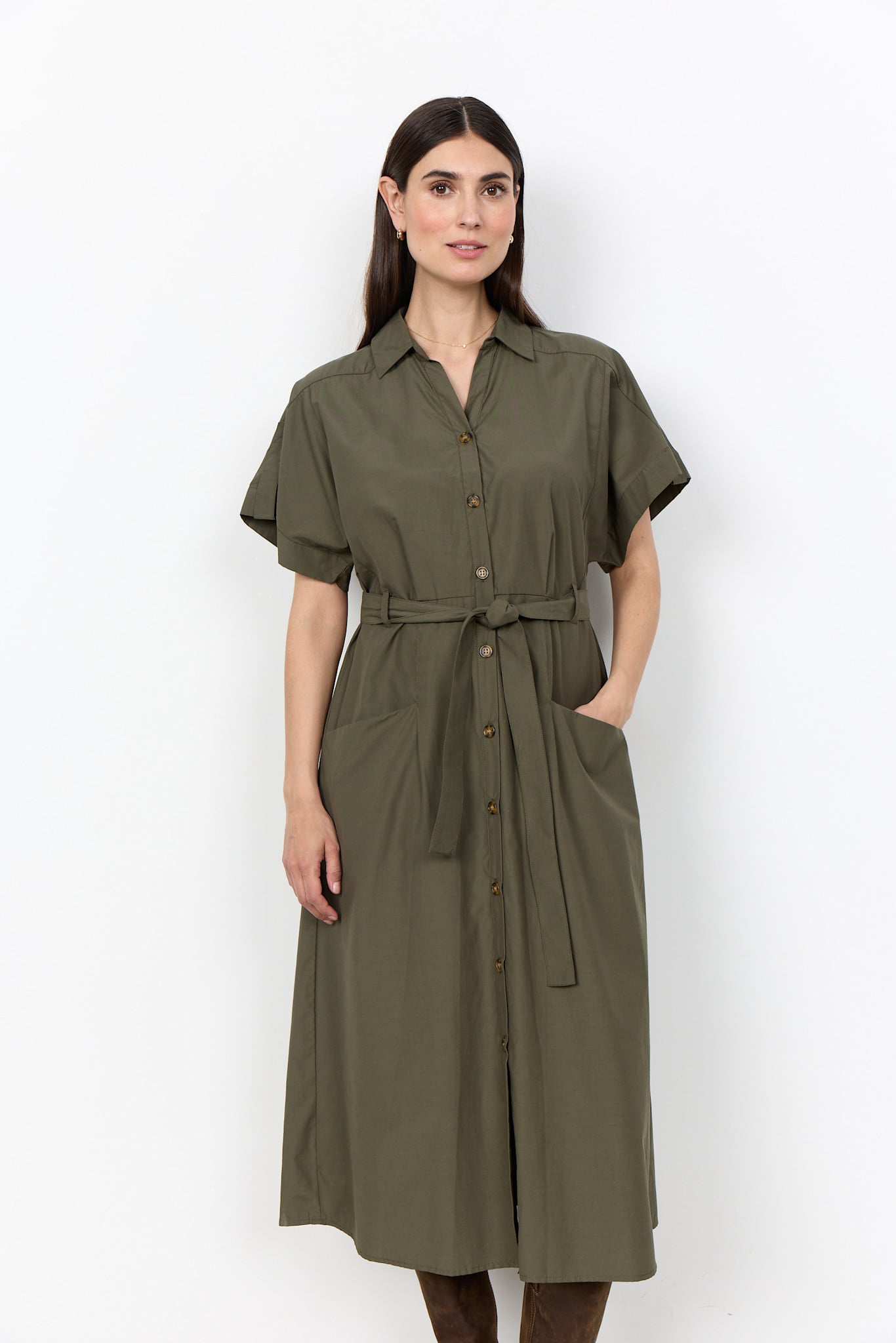 Woven Dress Short Sleeve Grape Leaf