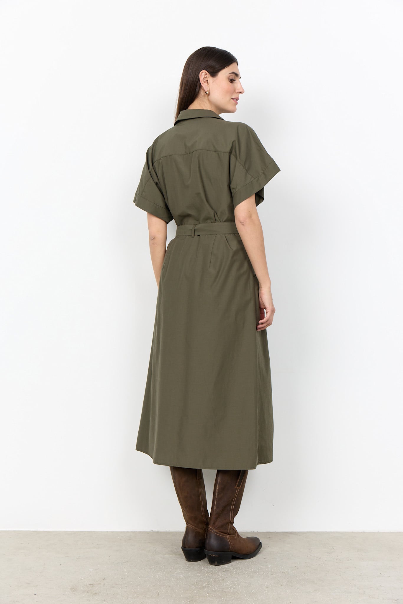 Woven Dress Short Sleeve Grape Leaf