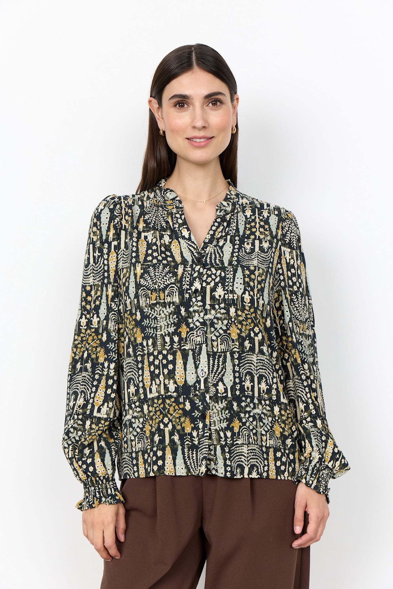 Woven Blouse Grape Leaf Combi