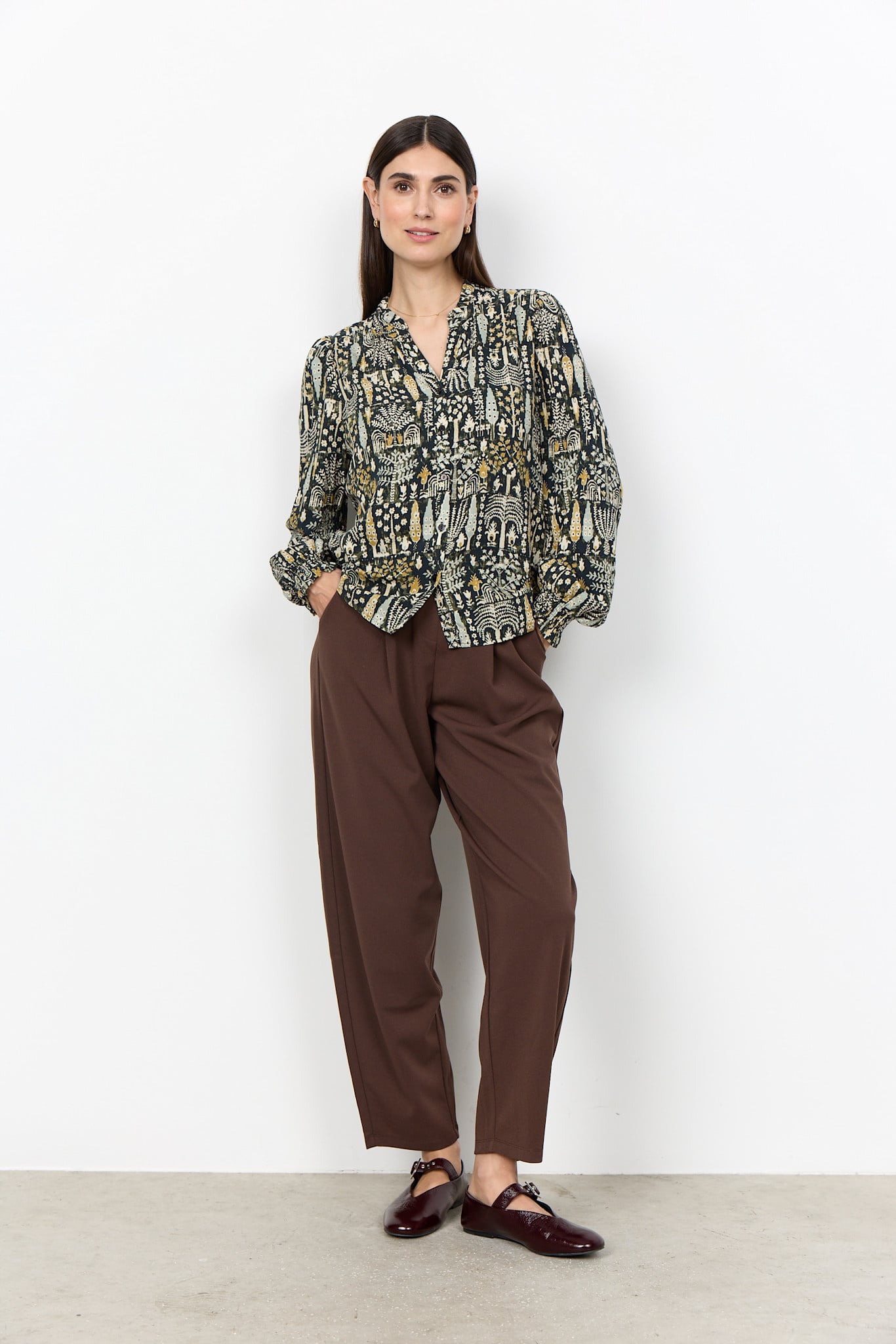 Woven Blouse Grape Leaf Combi