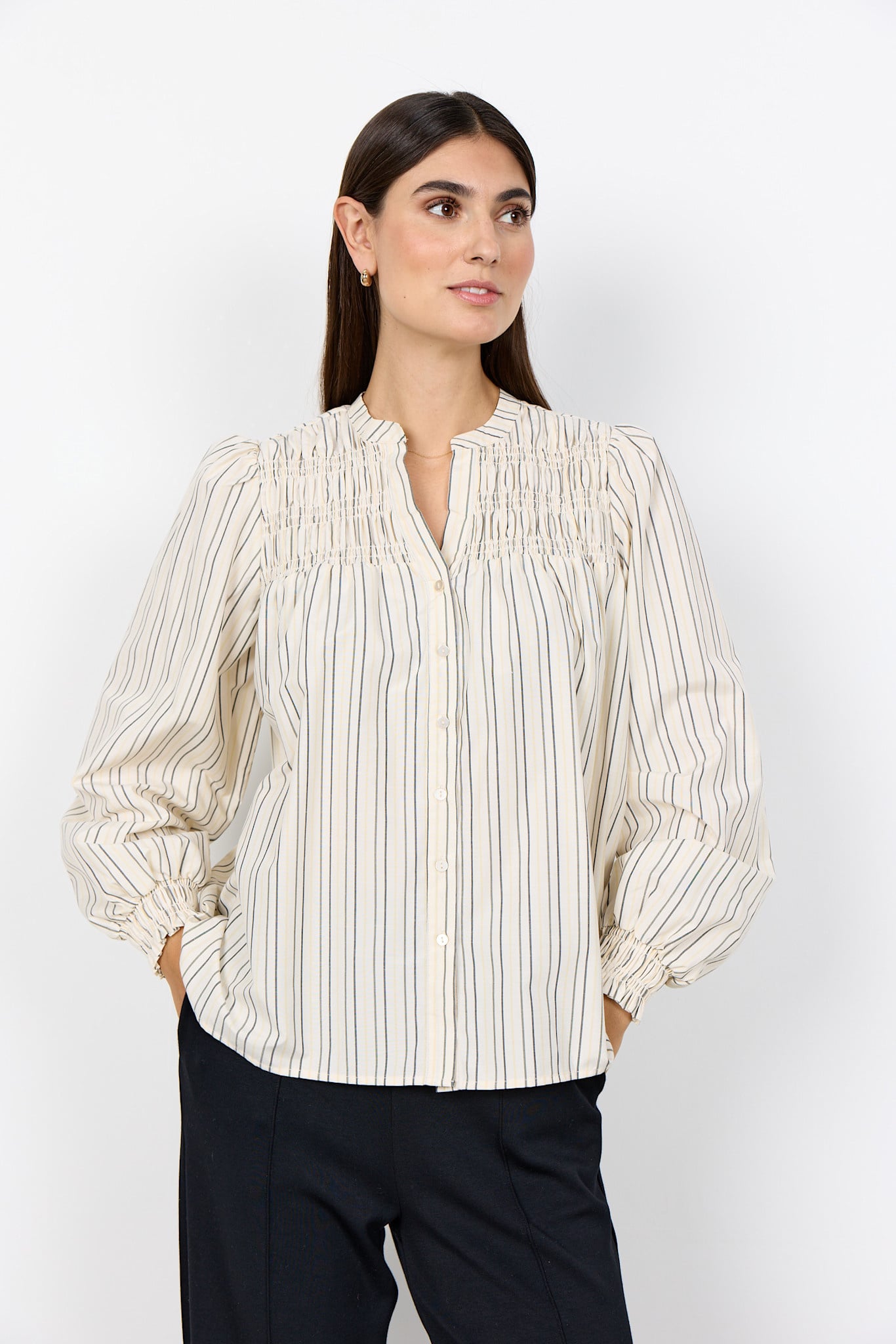 Woven Blouse Grape Leaf Combi Striped
