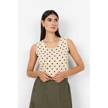 Cream Combi Pokadot Knitted Top