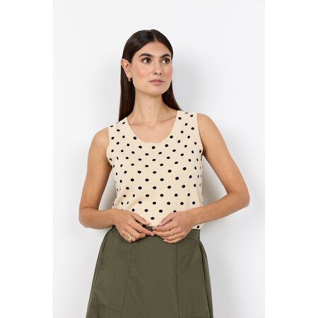 Cream Combi Pokadot Knitted Top