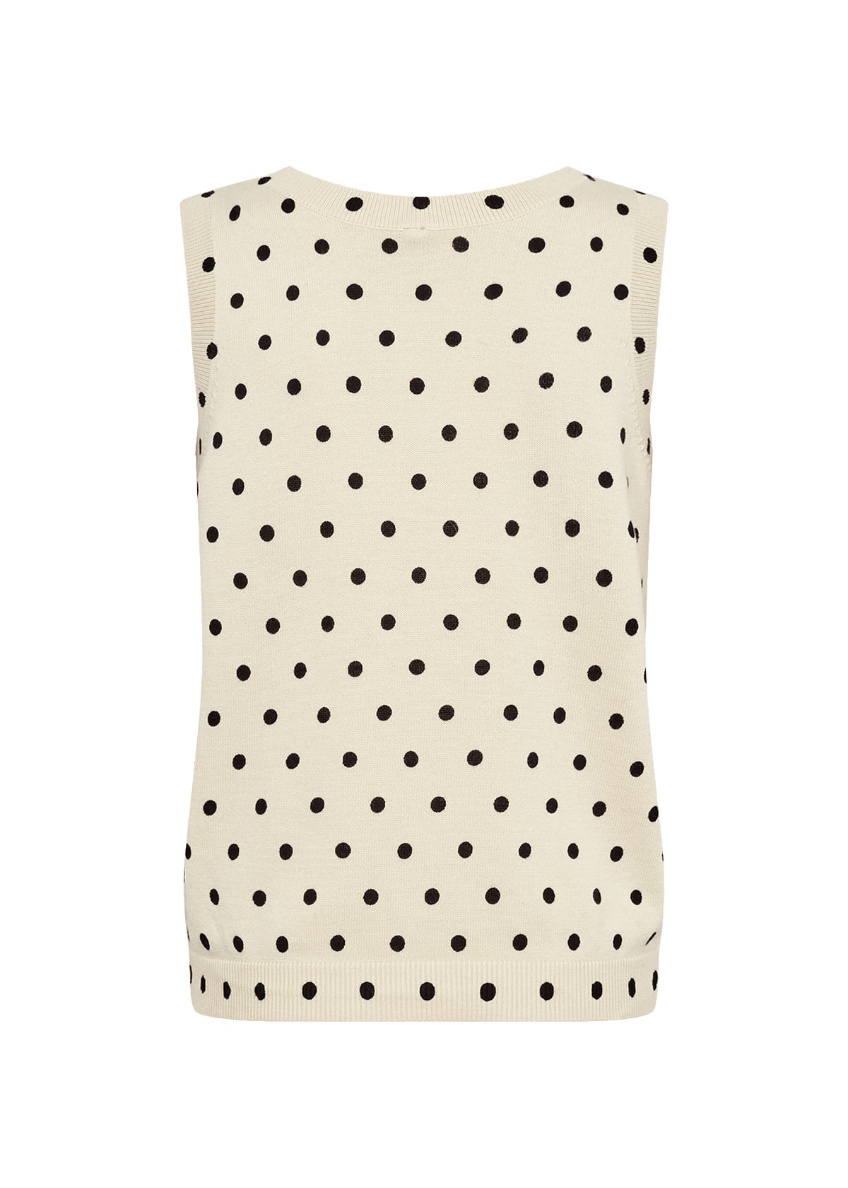 Cream Combi Pokadot Knitted Top