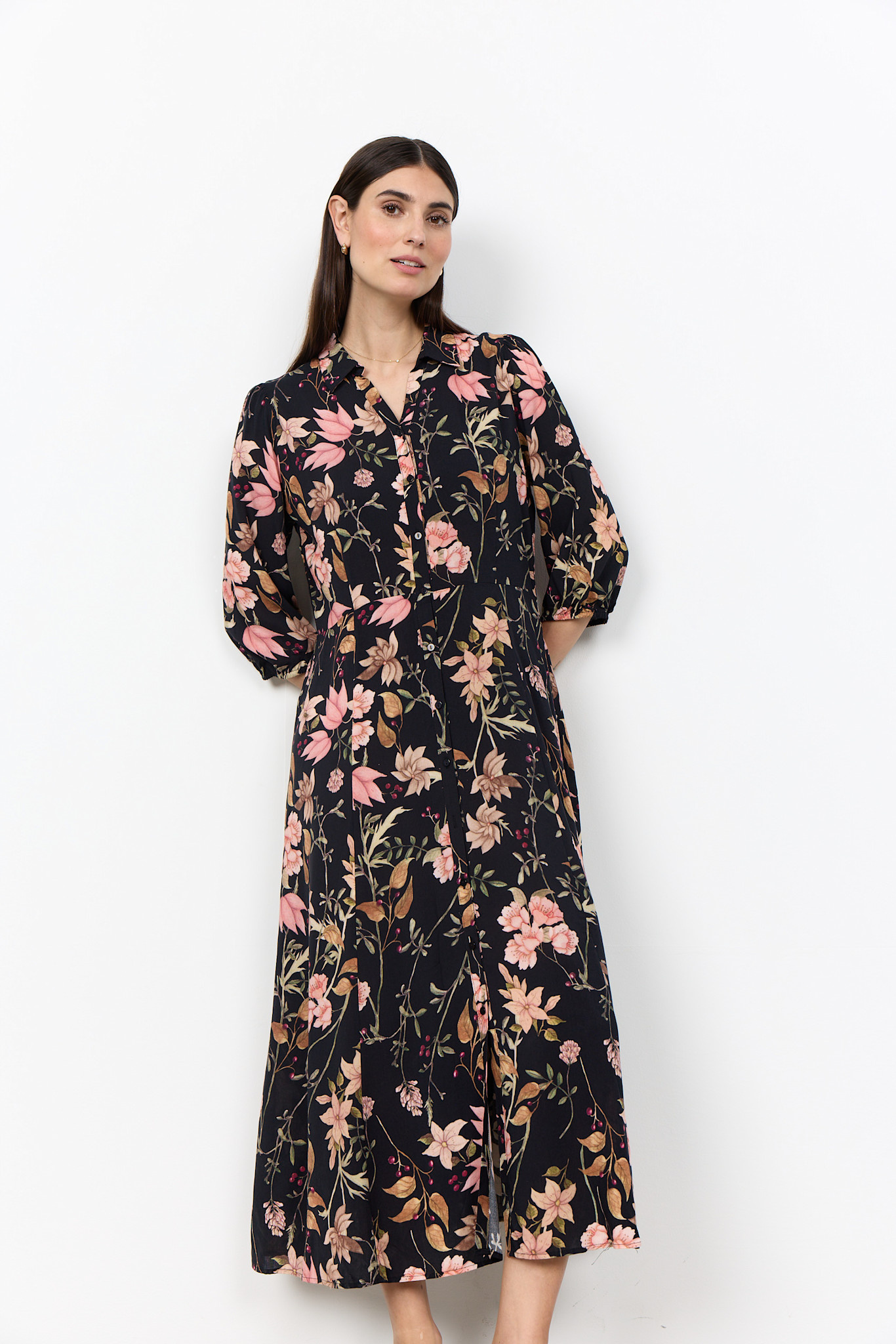 Black Floral Woven Dress