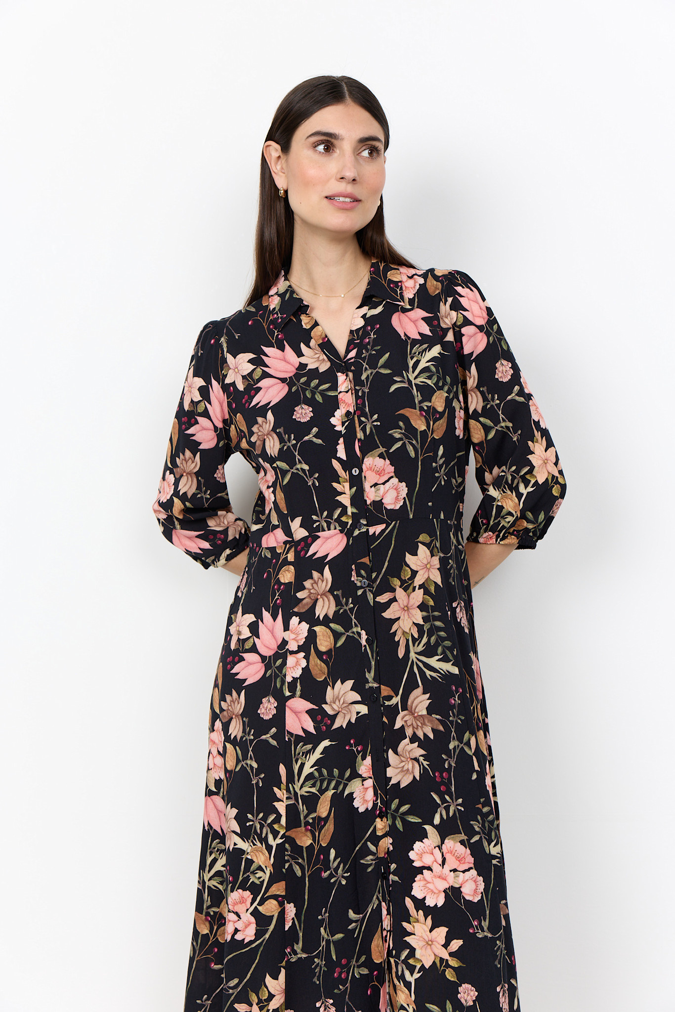 Black Floral Woven Dress