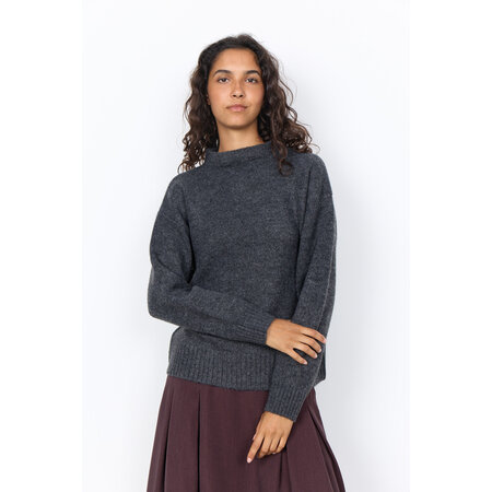Dark Grey Melange Long Sleeve Sweater High Neck